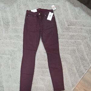 7 For All Mankind Women's Skinny Jeans in Burgundy